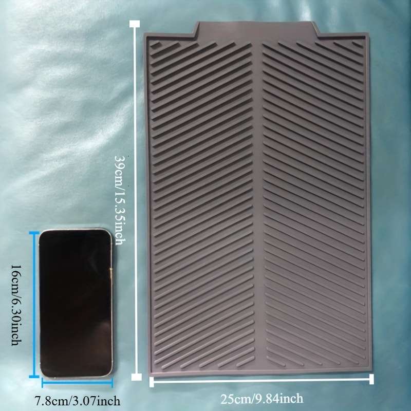 Silicone Dish Drying Mat - 1pc Multipurpose Draining Pad with Hanging Hole
