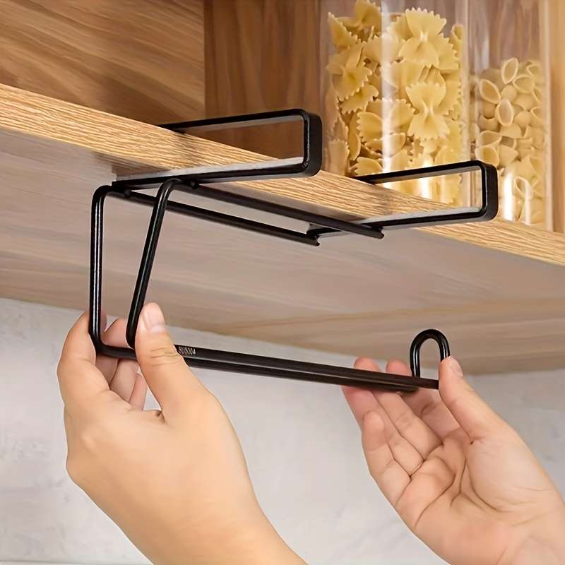 Easy-Install Black Metal Paper Towel Holder