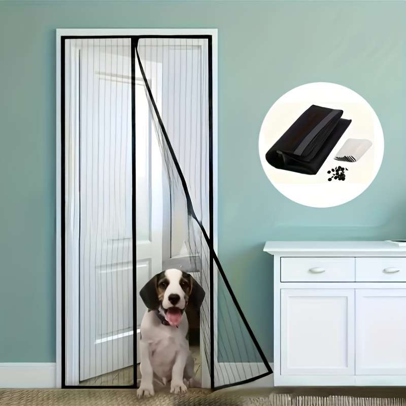 Easy-Install Magnetic Striped Gauze Door Curtain