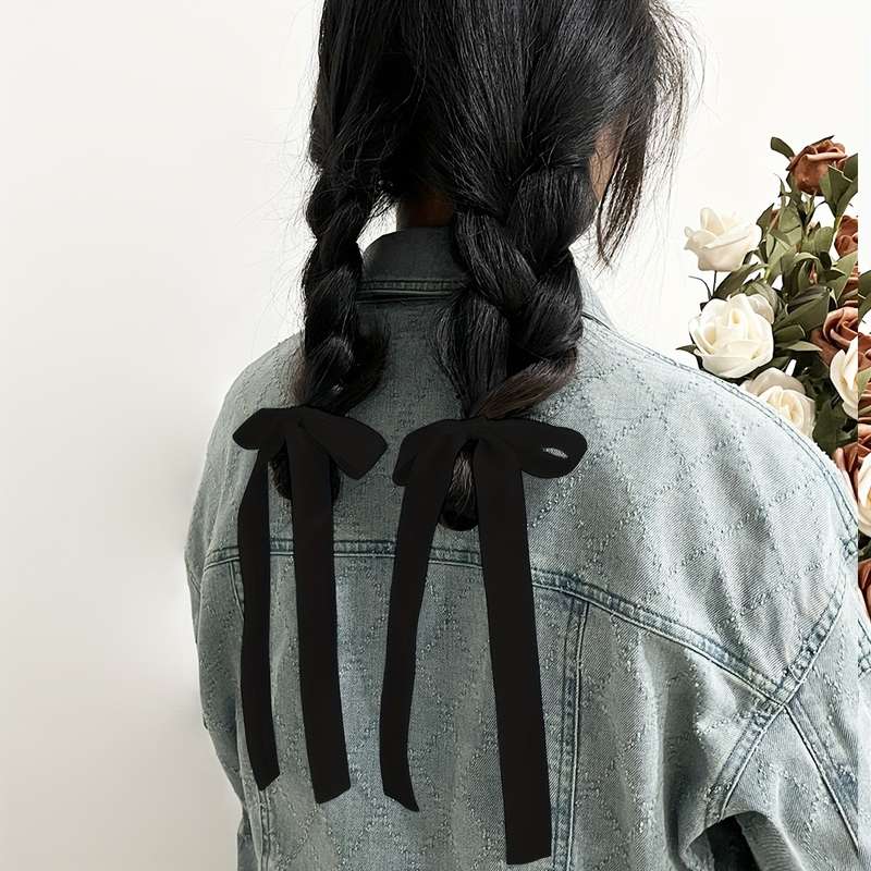 2pcs Elegant Ribbon Bowknot Hair Loops