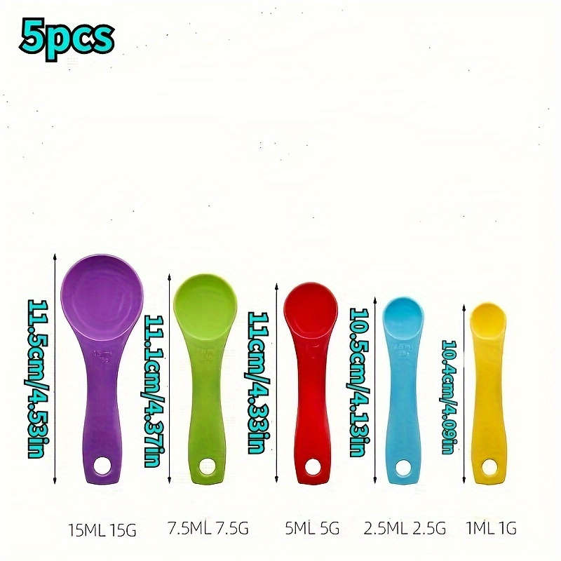 1 set of 5 graduated measuring spoons and 1 handle stackable graduated measuring cups