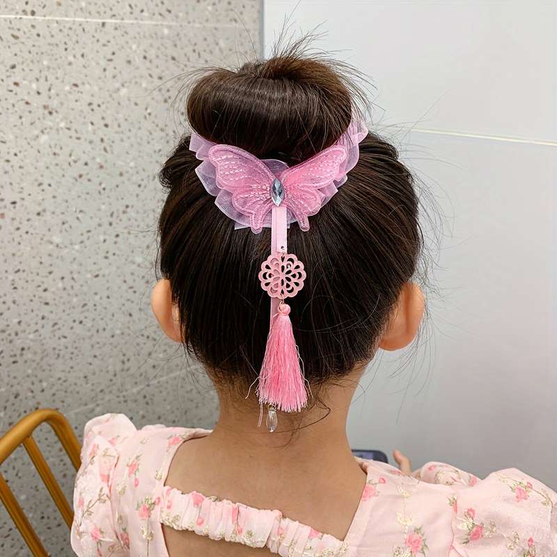 Girls Mesh Tassel Butterfly Hair Ties Hair Accessories Set