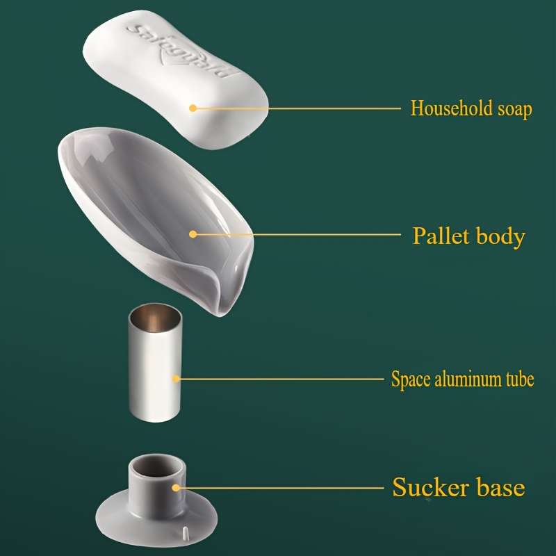 Leaf-Shaped Wall-Mounted Soap Dish with Suction Cup Base