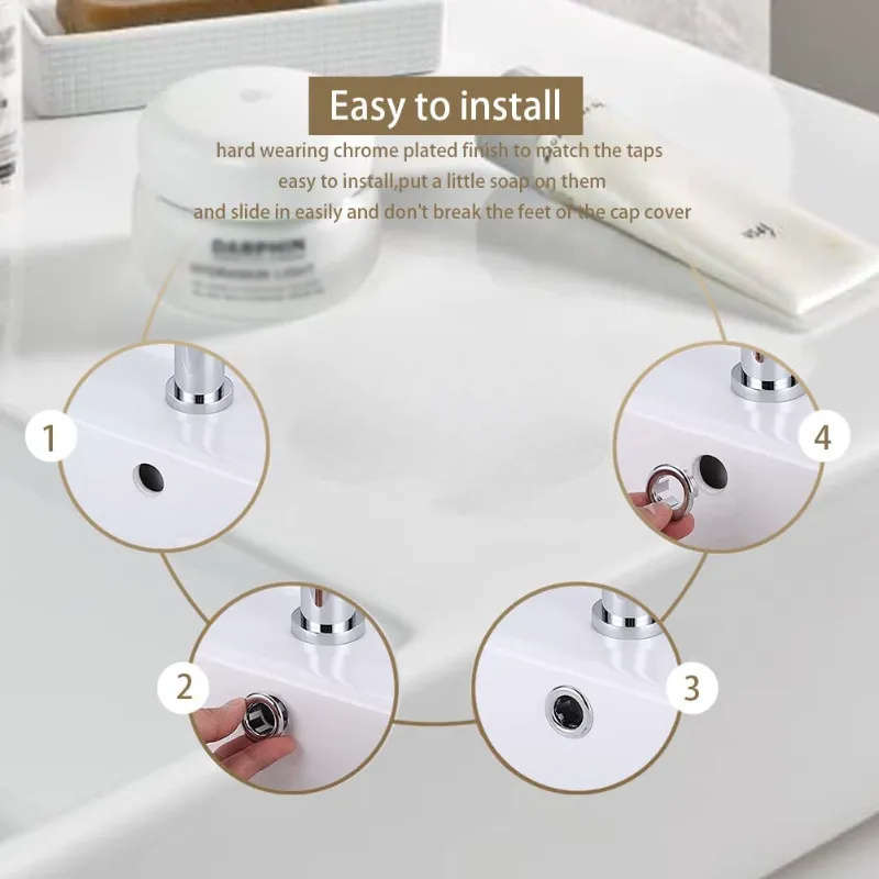 4pcs Chrome Overflow Rings For Bathroom