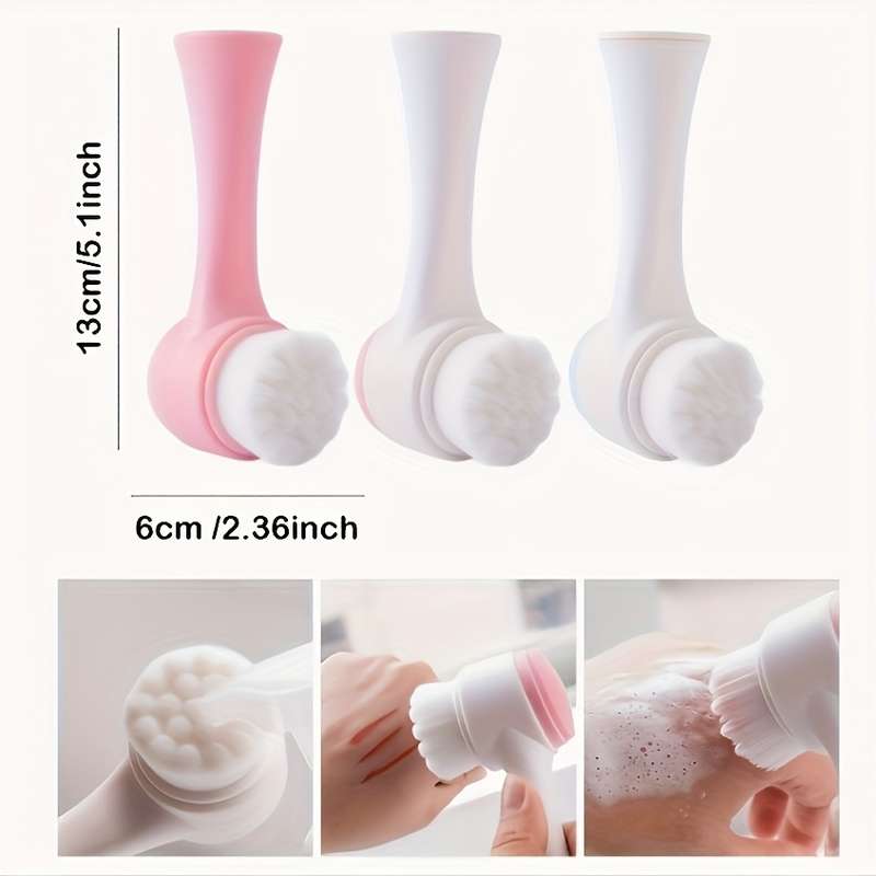 3D Double-sided Facial Cleansing Brush Soft Hair Silicone Facial Cleanser Machine for Home Use Manua