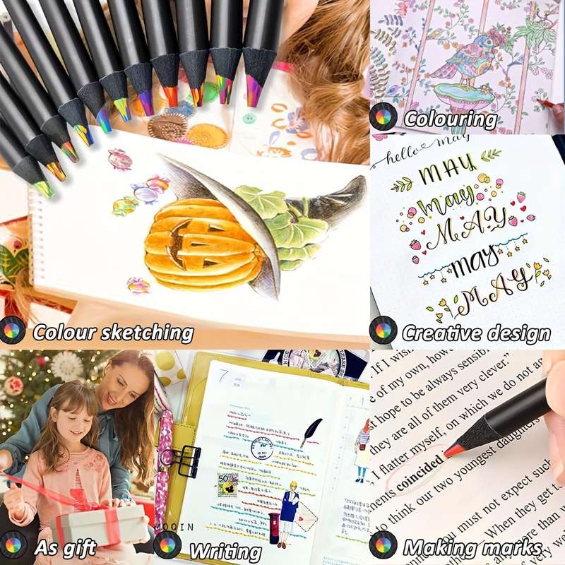 Brutfuner 5pcs 7 Colors Rainbow Colored Pencils Set