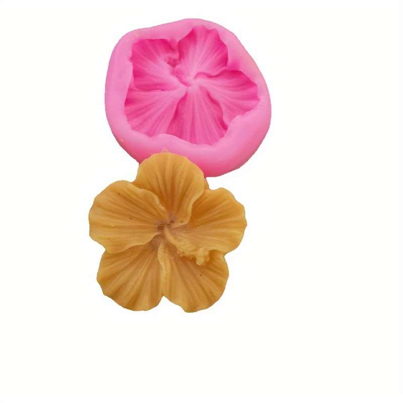 1pc Pink Hibiscus Flower-Shaped Silicone Mold
