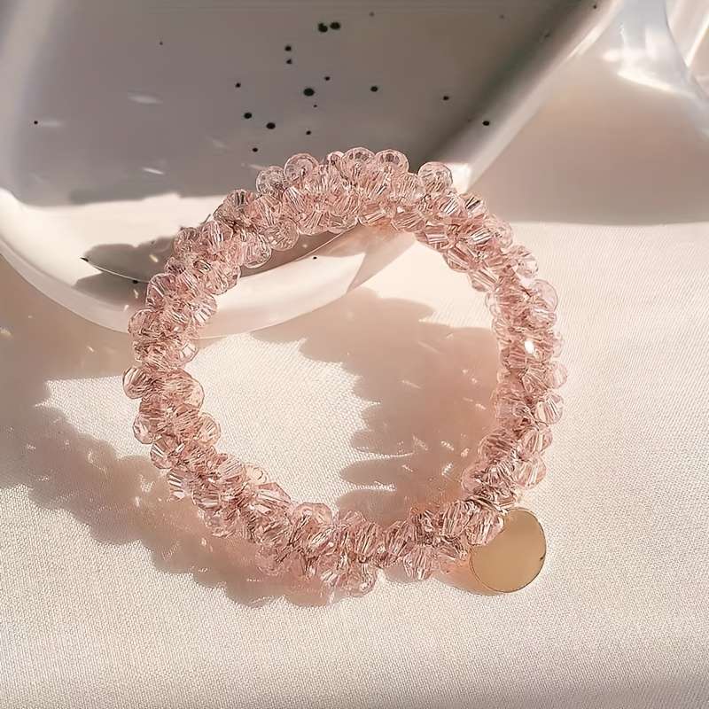 Elegant 4pcs Set of Faux Pearl And Crystal Hair Ties
