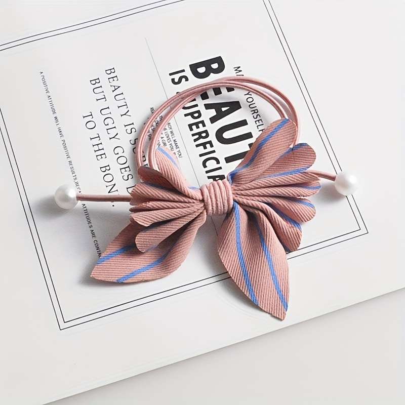 1pc Bowknot And Faux Pearl Hair Ties