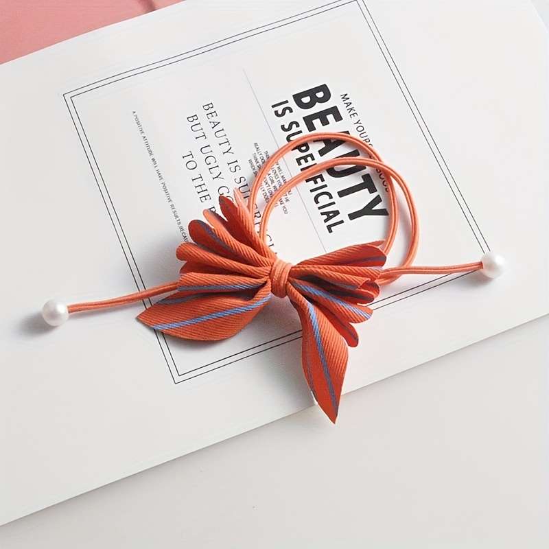 1pc Bowknot And Faux Pearl Hair Ties