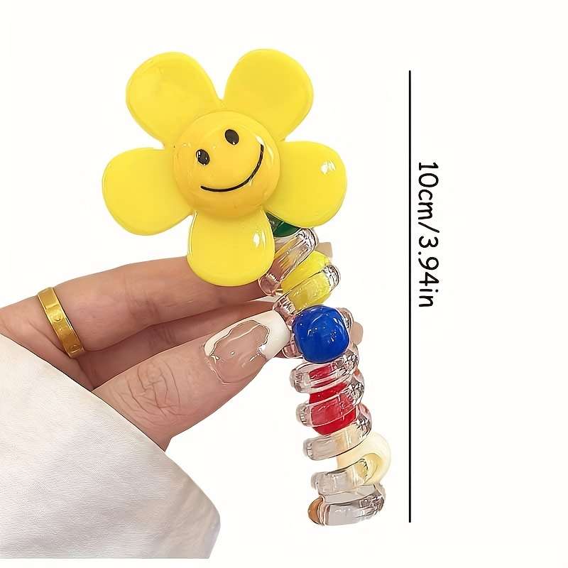 1pc Cute Sunflower Beaded Hair Ties
