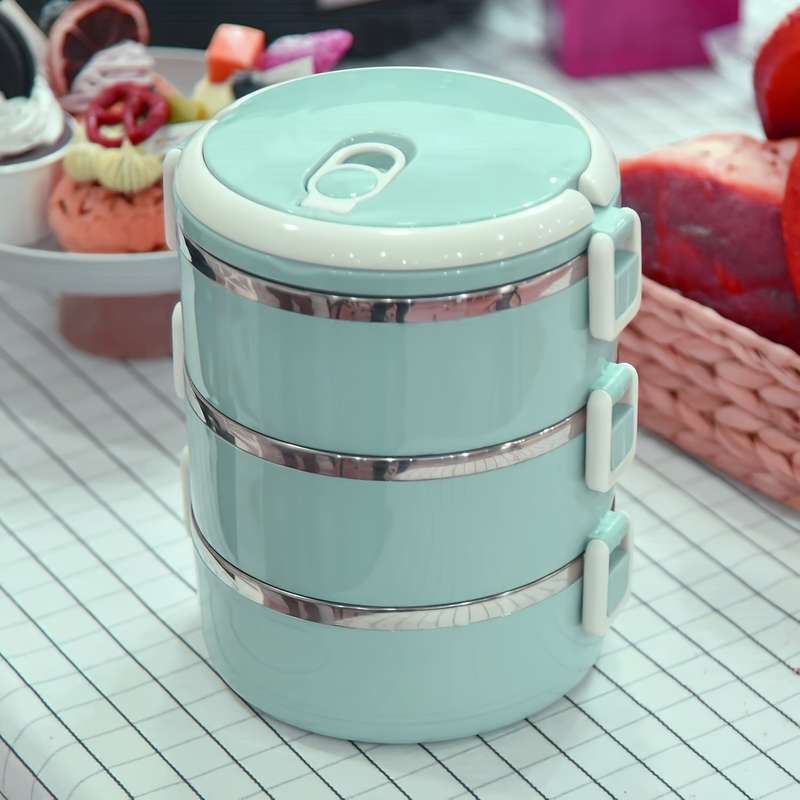 1pc Stackable Stainless Steel Bento Lunch Box with Leak-Proof Silicone Sealing Ring