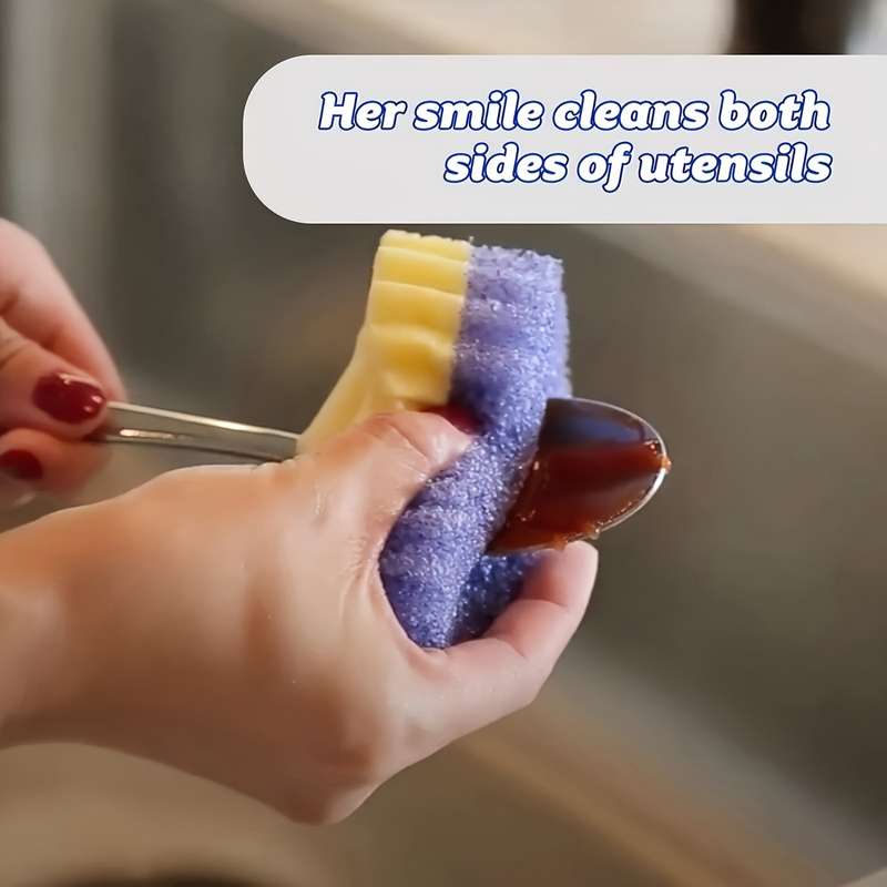 4pcs Smile-Shaped Multi-Purpose Cleaning Sponges - Durable