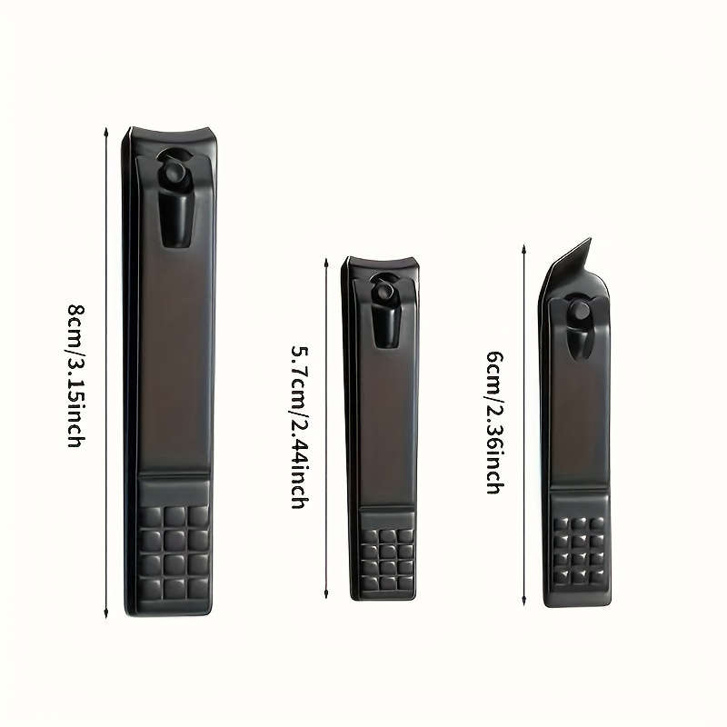3pcs Black Stainless Steel Nail Clipper Set