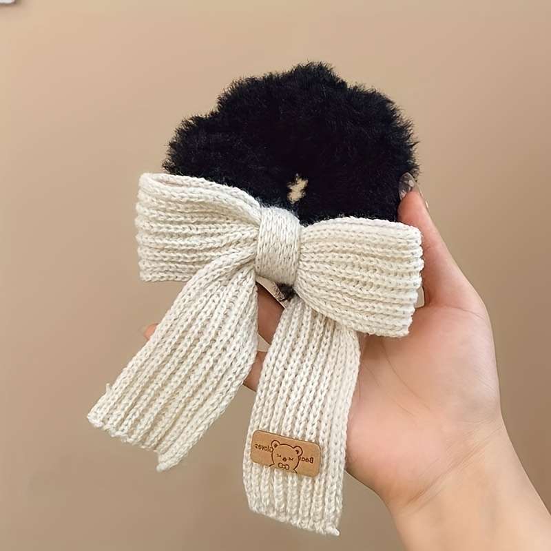 Cozy Knit Bow Hair Tie