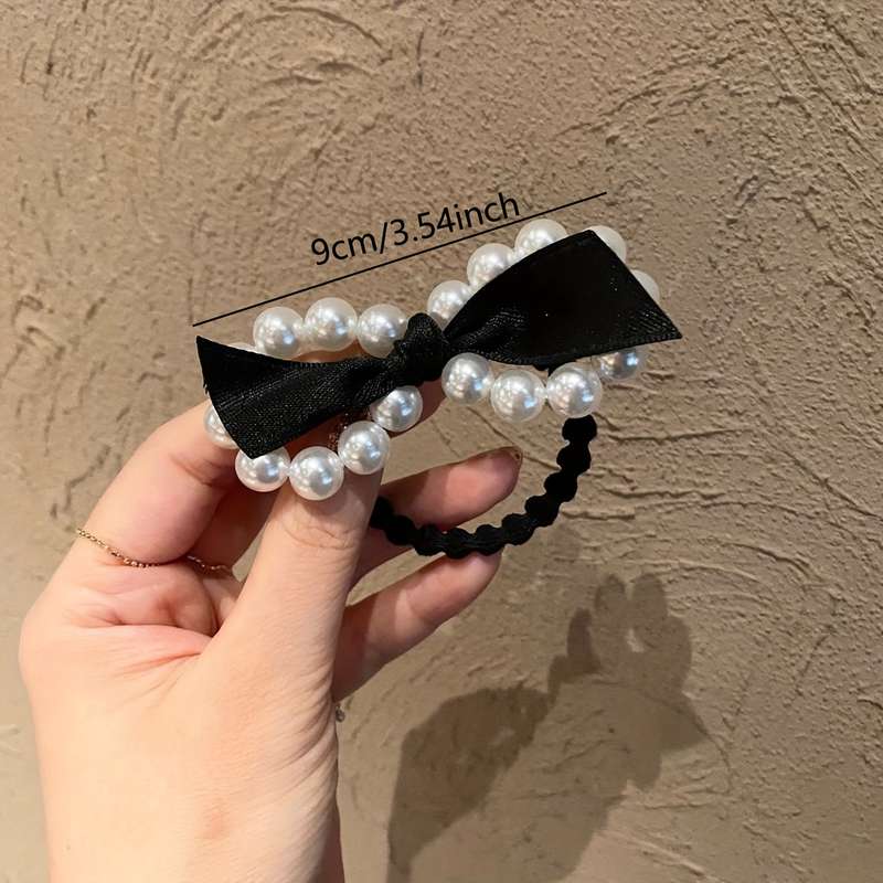 Vintage Faux Pearl Bowknot Hair Tie