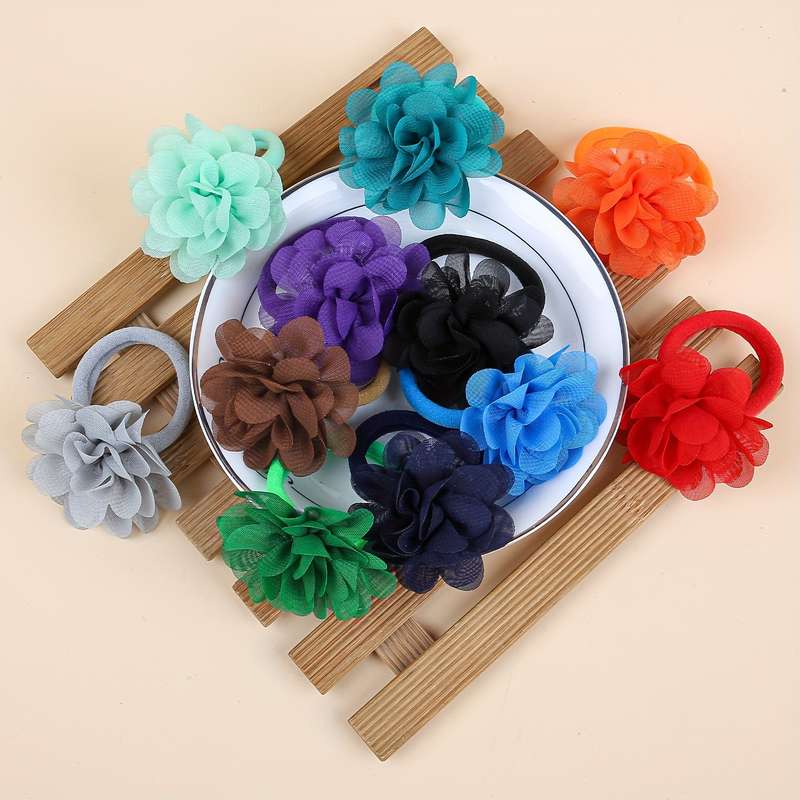 11pcs Chiffon Flower Hair Ties Set