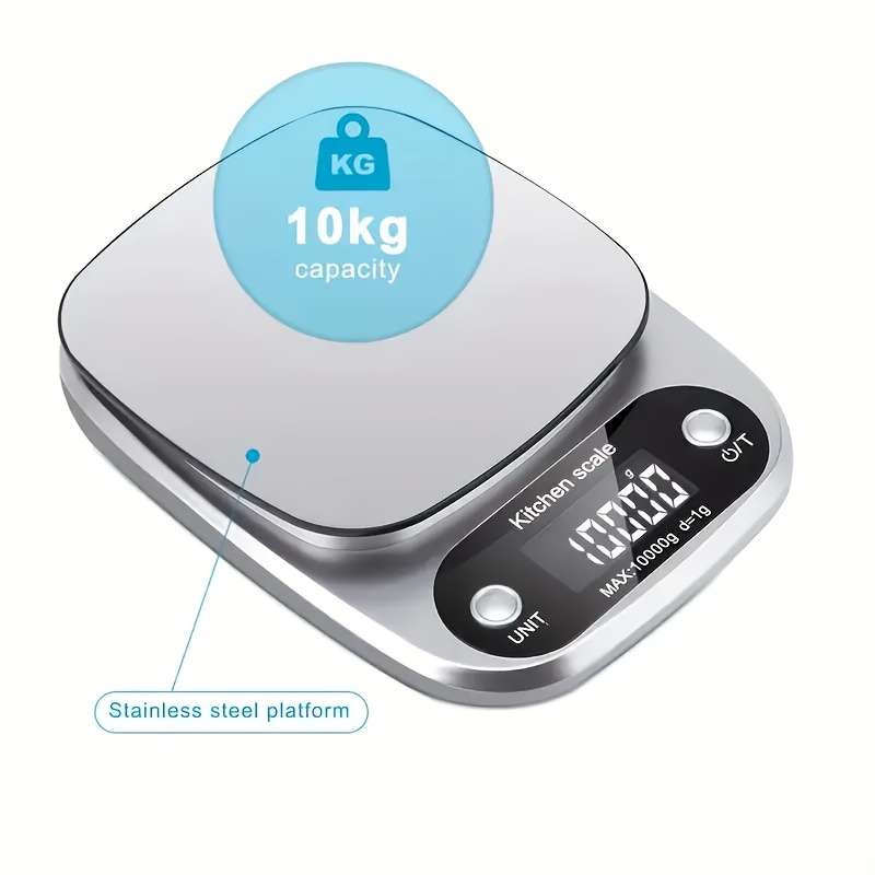 Travel Essential| Stylish 10kg Digital Kitchen Scale with 1g