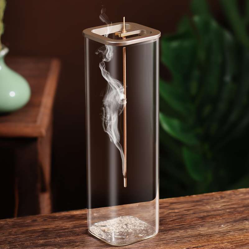 Glass Incense Holder With Metal Base
