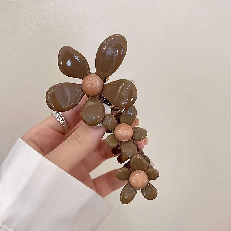 Elegant Beaded Flower Spiral Hair Tie