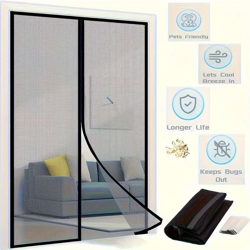 Easy-Install Magnetic Striped Gauze Door Curtain