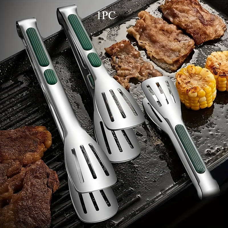 1 Set Stainless Steel Food Tongs with Silicone Handle