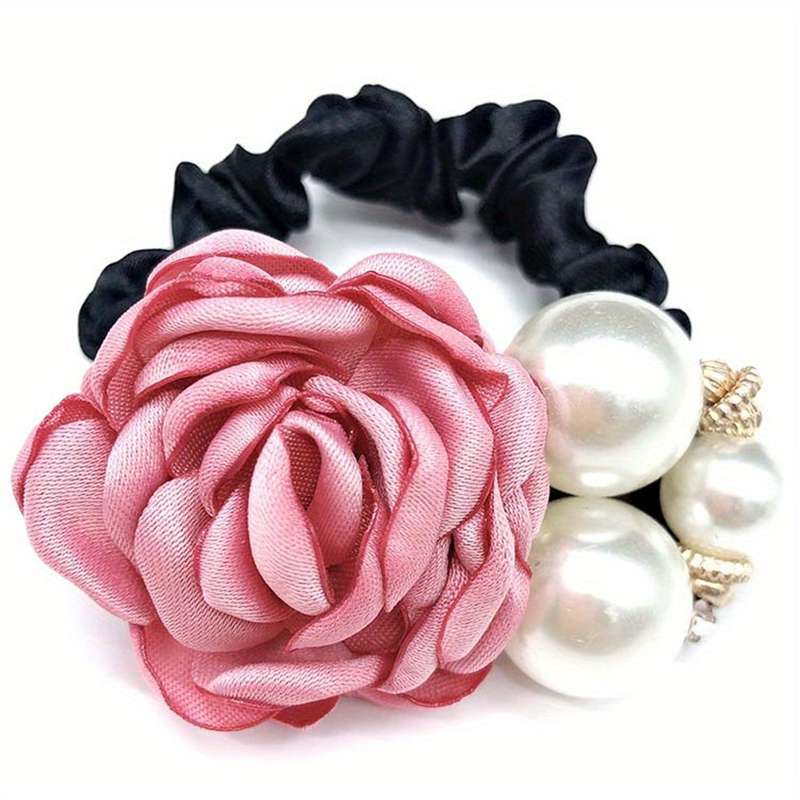 Korean Faux Pearl Fabric Rose Flower Hair