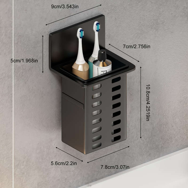 Black Resin Punch-Free Wall-Mounted Storage Cubby Shelf