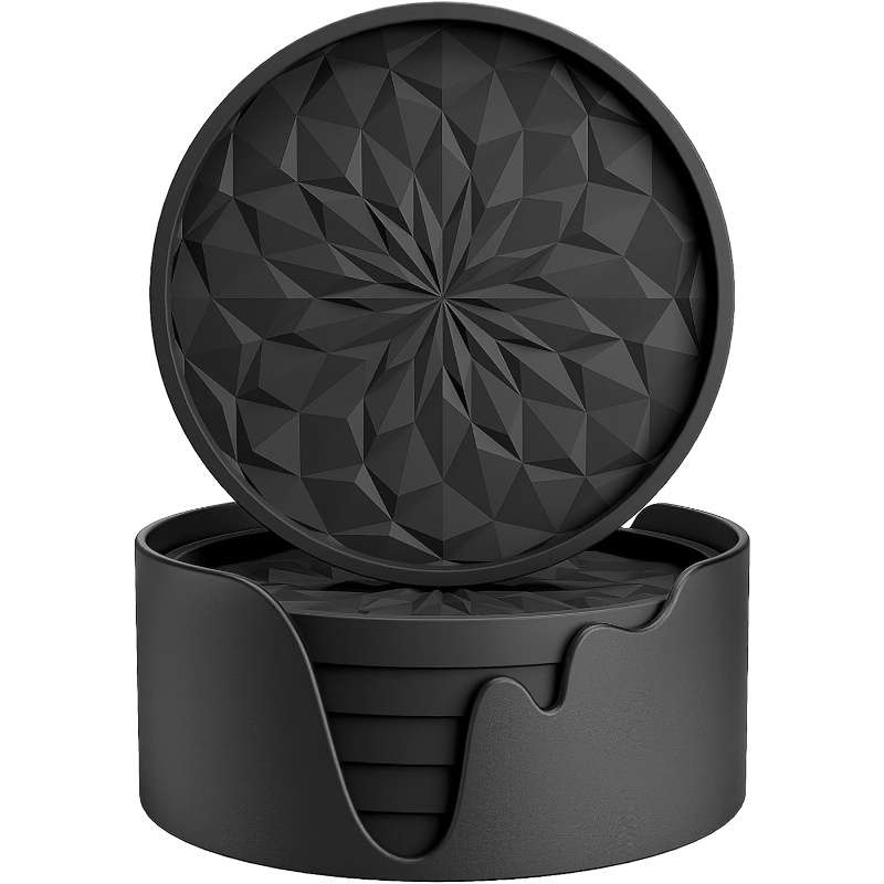 6pcs Silicone Coaster Set with Stand