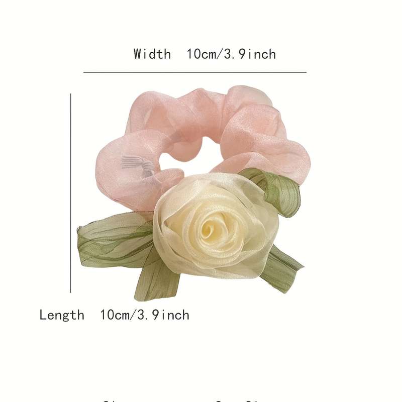 Elegant Mesh Rose Flower Hair Ties Set