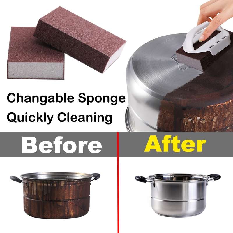 1 Pcs Reusable Carborundum Sponge With Handle