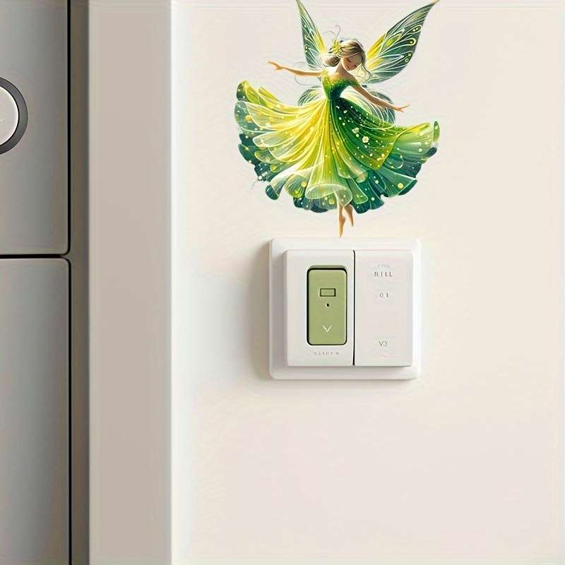 1pc Delicate Green Butterfly Fairy Pattern Switch Sticker