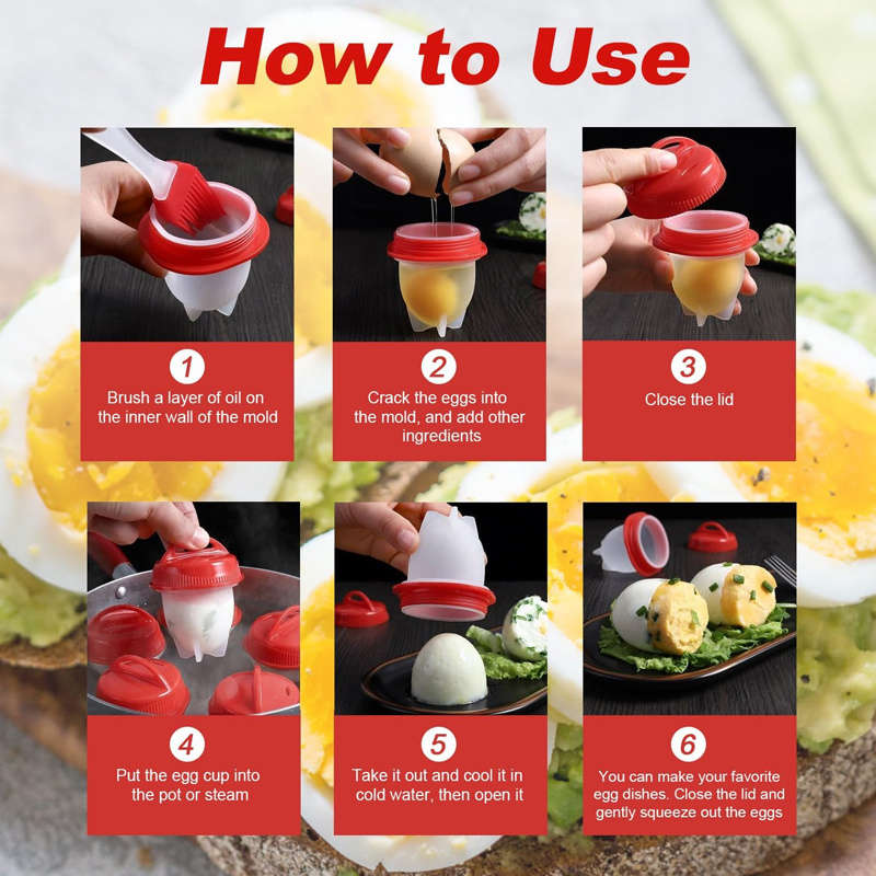 6-Pack Silicone Egg Poacher Set