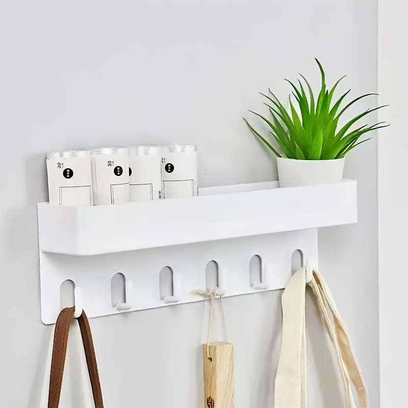 1pc Contemporary White Plastic Wall-Mounted Storage Shelf