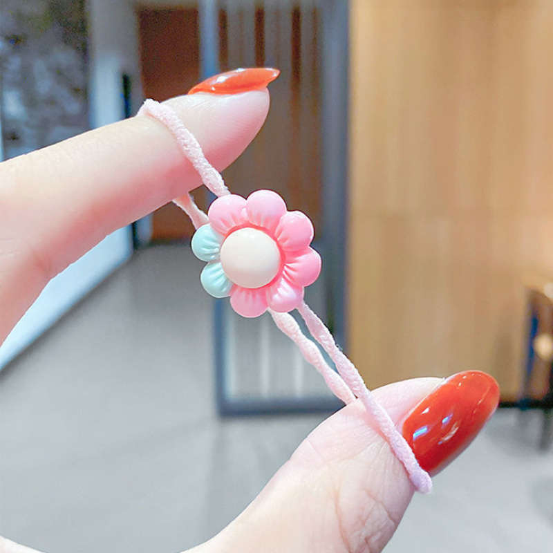 Cute Cartoon And Floral Elastic Hair Ties Set
