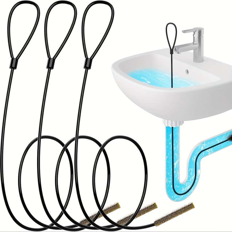 3pcs Extra Long Stainless Steel Drain Clog Remover