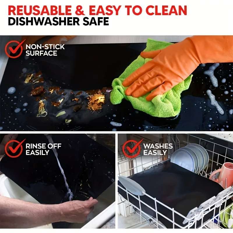 2pcs Oven Bottom Liner Non-Stick Reusable Liner For Electric Ovens