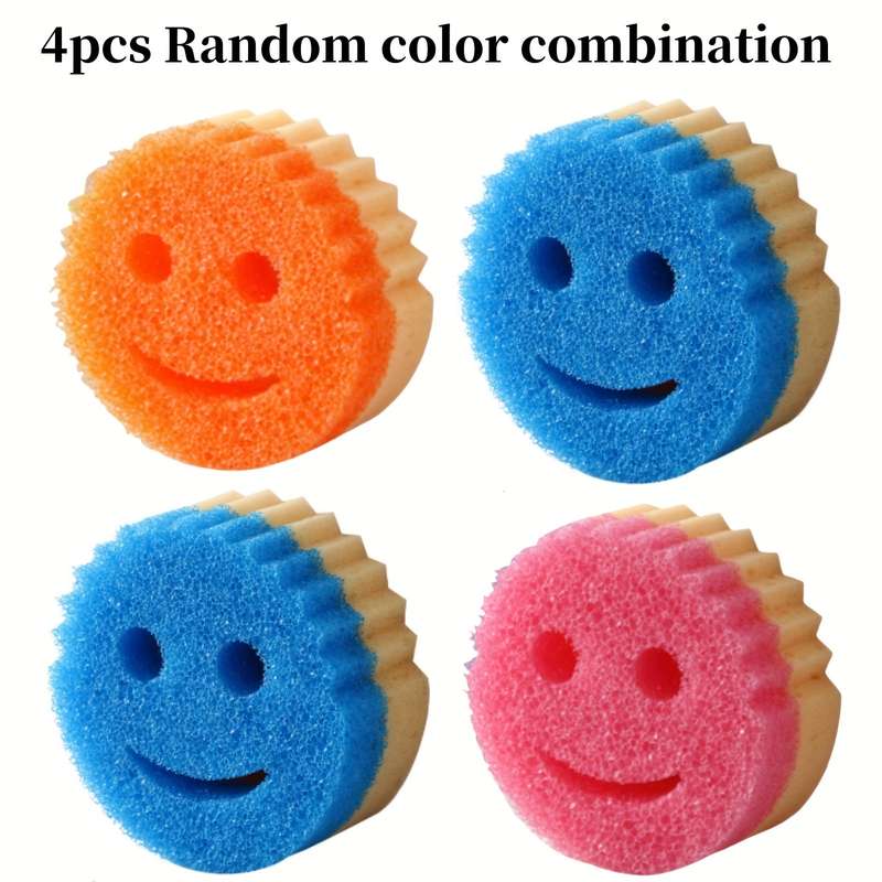 4pcs Smile-Shaped Multi-Purpose Cleaning Sponges - Durable