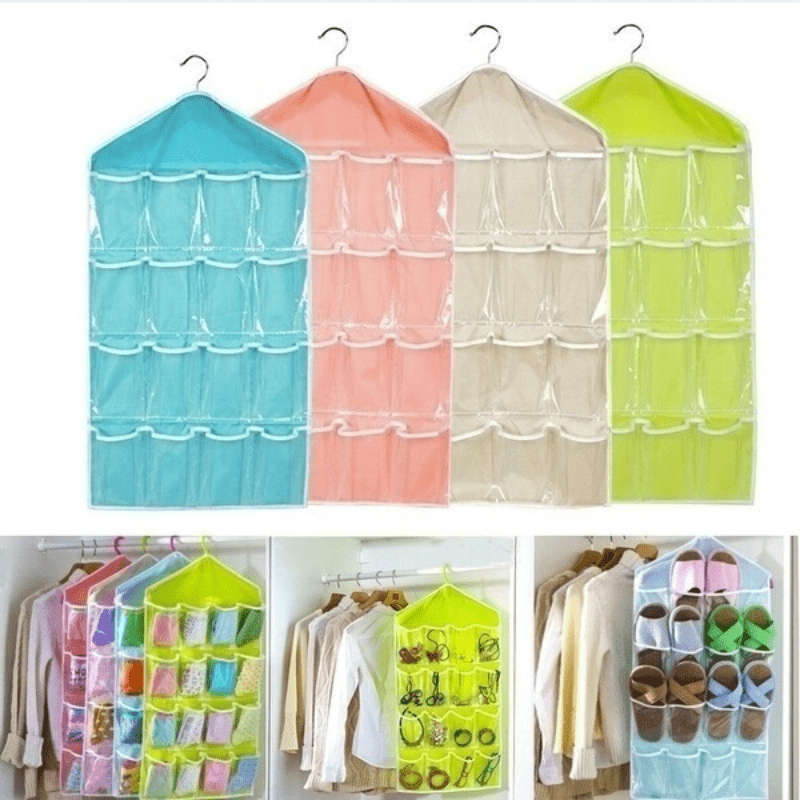 16-Pocket Clear Hanging Organizer For Socks