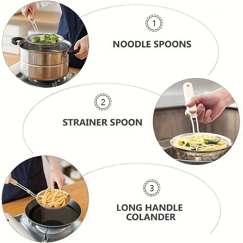 Premium Stainless Steel Colander with Wooden Handle