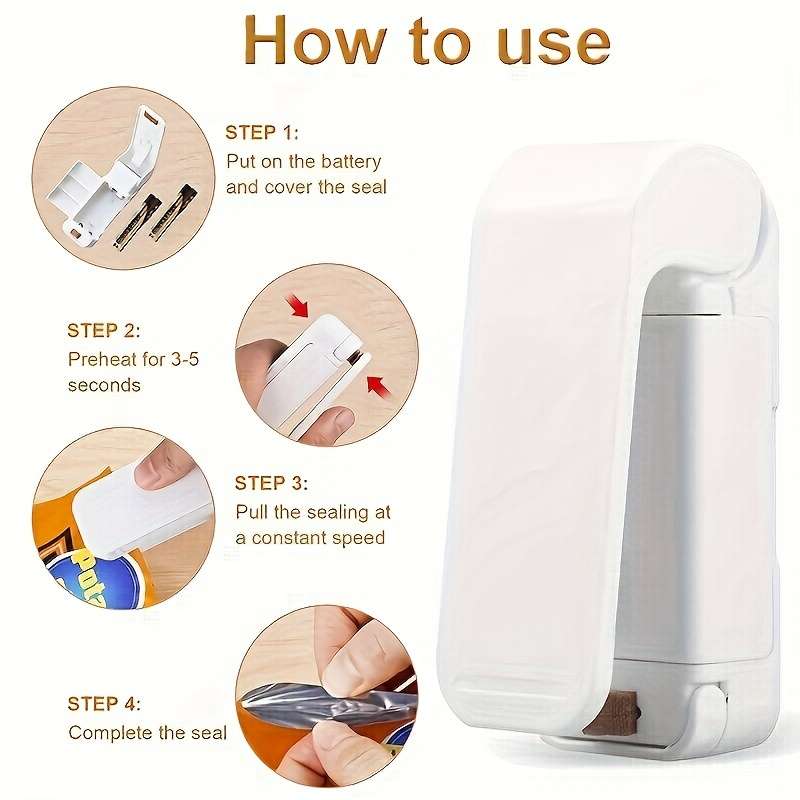 Compact Handheld Snack Bag Sealer Random Colors