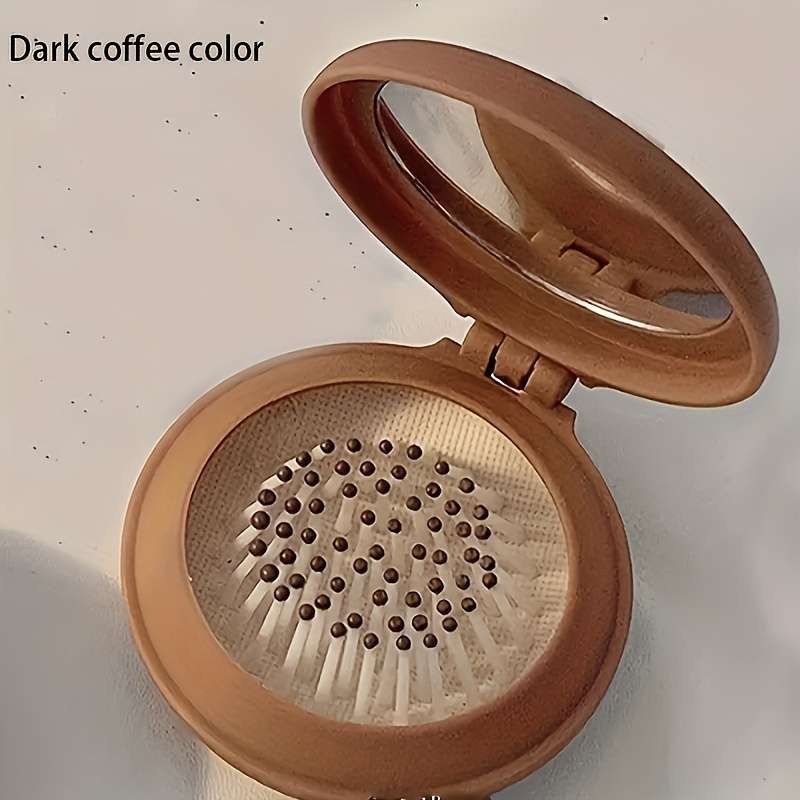 1pc Mini Portable Travel Hairbrush With Mirror