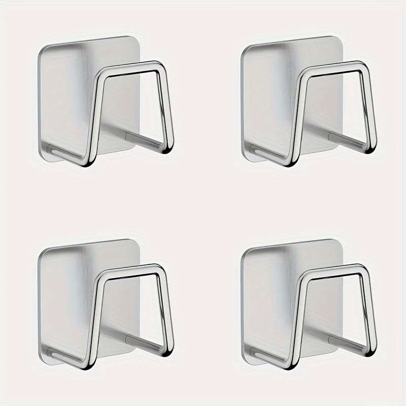 4pcs Wall-Mounted Stainless Steel Pot Lid Holder with Adhesive