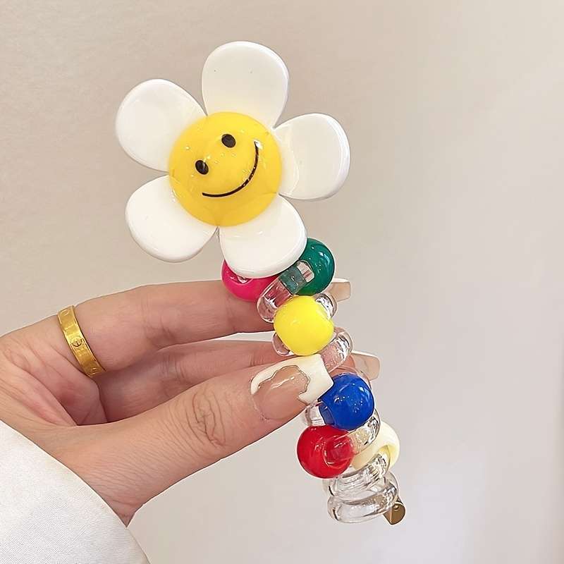 1pc Cute Sunflower Beaded Hair Ties