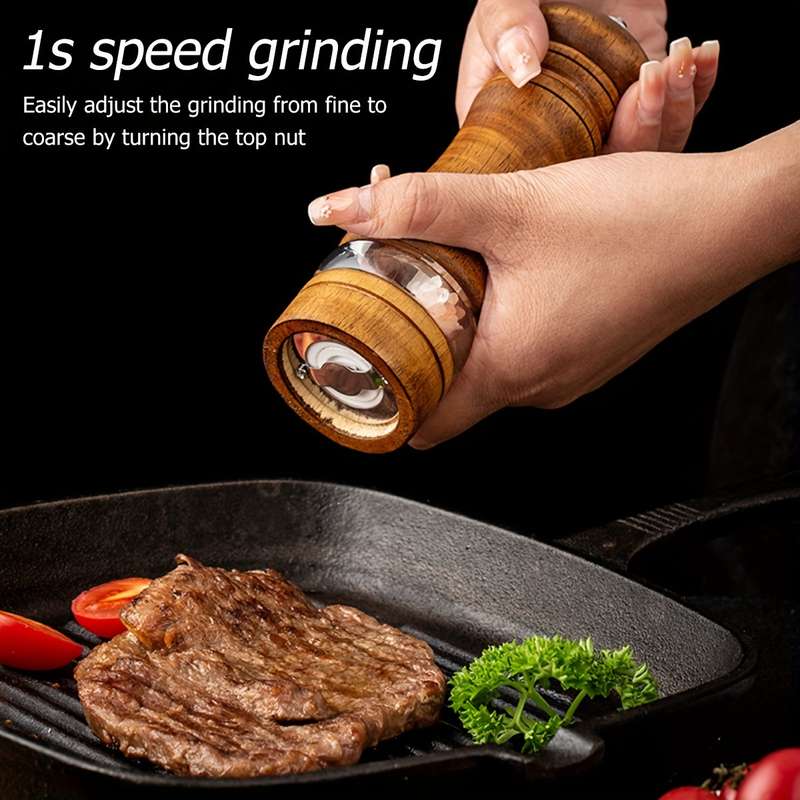 2-Pack Wooden Pepper Grinder Set