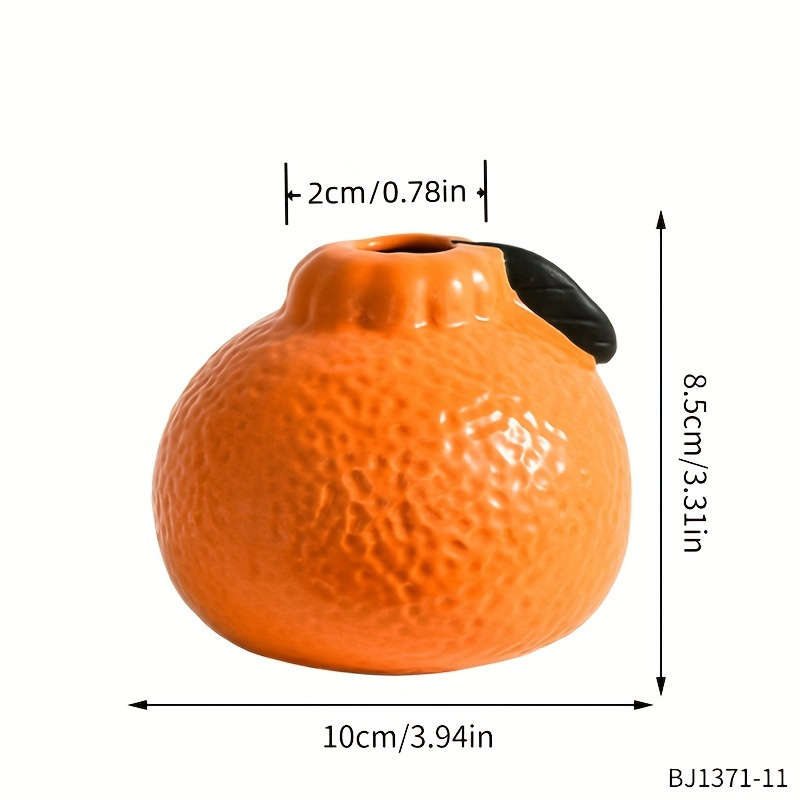 1pc Unique Orange Ceramic Vase for Hydroponics