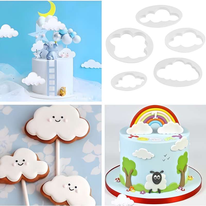 5-Piece Set Plastic Cloud Fondant Cutters