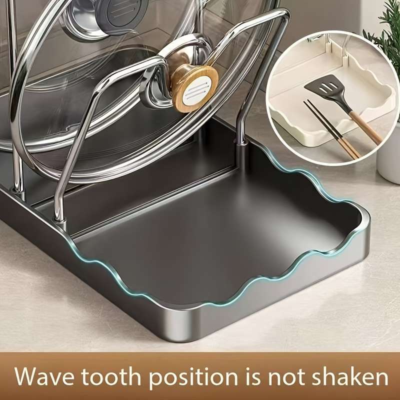 1pc Luxury Kitchen Pot Lid Holder with Drainboard