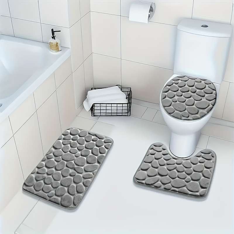 3pcs Soft Coral Fleece Bath Rug Set
