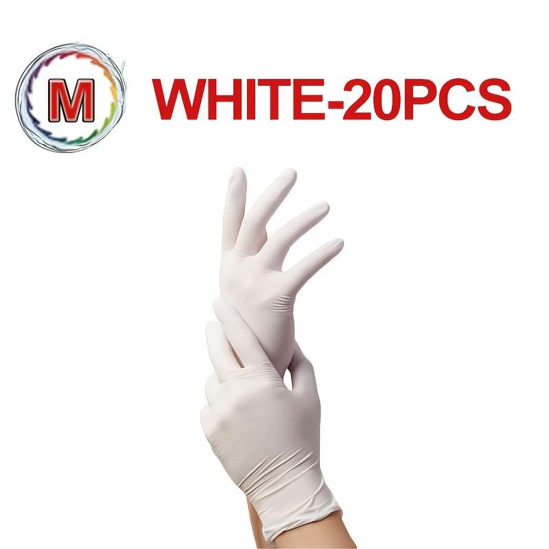 20pcsWhite Disposable Nitrile Gloves